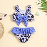 IFOMT 2024 New Girls Swimsuit for Children Summer Beach Two-Piece Suits Kids Swim Clothing Backless Sleeveless Breathable Swimwear