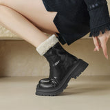 IFOMT Vintage Platform Women Ankle Boots Fashion Warm Plush Short Booties Autumn Winter Comfort Thick Heels Ladies Shoes
