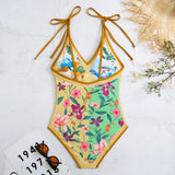 IFOMT New Vintage Printed Double-sided Wear Swimming Bathing Suit Women Bandage Sexy One Piece Swimsuit Beachwear Swimwear Woman