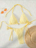 IFOMT Women yellow micro mini string bikini sets two pieces tie halter thong swimsuit Swimwear bathing suit beach outfits biquini