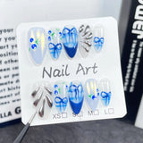 IFOMT 10Pc Handmade Press on Nails Short Flash Shell Fake Nails with Star 3D Design Aurora Cat Eye False Nail Full Cover Nail Art Tips