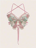 IFOMT Women's Butterfly Embroidered Top Backless Adjustable Navel Baring Sexy Cropped TopSleeveless Camisole Sexy Daily Y2K Top