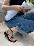 IFOMT  Cross Toe Hollow Out Shoes Office Lady Retro Thin Heels Sandals Casual Summer Beach Fashion Vintage Black Shoes Woman Korea