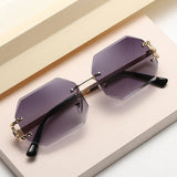 IFOMT New Instagram style frameless cut edge sunglasses, polygonal fashionable sunglasses