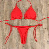 IFOMT Women Bikini Set Sexy Side Tie Thong Swimsuit Bandage Style Brazilian Swimwear Ultrathin Bra & Brief Sets Erotic Lingerie Set