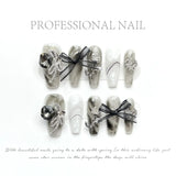 IFOMT 10pc detachable long stilette ballet false nails with Butterfly Camellia design y2k hot girl full cover artificial press on nail