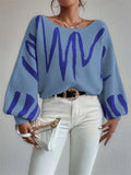 IFOMT Off Shoulder Sweater For Women Batwing Sleeve Pullover Knit Loose Jumper Tops Art Printed Spring New Oversized Sweaters