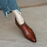 IFOMT  Autumn New Soft Work Shoes,Women Mid Heels,Stretch,Pointed Toe,Slip On,Brown,Khaki,British Style,35-40,Dropship