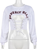 IFOMT Autumn Pullover Sweatshirts Women O-Neck Hollow Out Sexy Bandage Sweatshirt Hot High Street Casual Y2K Tops Hoodies