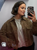 IFOMT Fashion Brown Tassel Leather Short Jacket Elegant Slim Long Sleeved With Pocket Outerwear 2024 New Female High Street Coat