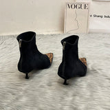 IFOMT Leopard Women Ankle Boots Fashion Pointed Toe Short Booties Designer Thin High Heels Stripper Shoes Botas Mujer