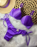 IFOMT Sexy Bikinis Sets Push Up Women's Swimsuit Tie Side G-String Vintage Solid Swimwear Chest Pad Summer Beachwear Bathing Suit