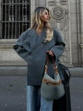 IFOMT Lapel Button Side Slit Blazer Coat Office Women‘s Elegant Loose Long Sleeves Coat 2024 Fall New Streetwear Suit Jacket