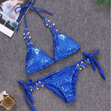 IFOMT Shiny Sexy Bikinis Swimsuit With Rhinestones Women Swimwear Female Push Up Bikini Beach Swim Wear Bathing Suits Pool Bather 2024