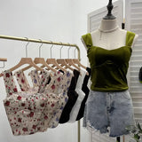 IFOMT Women's Sexy Vintage French Style Slim Fit Camisole Top Short Bandeau Tube Top With Padded Breasts Y2K Casual Party Streetwear