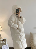 Ifomt Fashion Thick Women Long Puffy Coat Winter Warm Preppy Style Korean Parkas Casual Long Sleeve Cotton Down Elegant Jacket