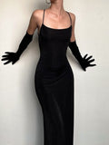 IFOMT Black Strap Backless Evening Party Dress