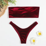 IFOMT Velvet Bikinis 2023 Women Brazilian Bandeau Swimsuit Solid Sexy Swimwear Female Beachwear Bathers Bathing Swimming Swim Suit