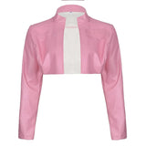 IFOMT PU Leather Jackets Coats Women 2022 Autumn Patchwork Long Sleeve High Street Cropped Jackets Casual Motorcycle Y2K Tops