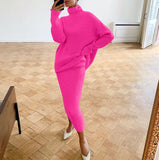 IFOMT Knitted Skirt Sets Women Autumn Winter Turtleneck Pullover And Pencil Long Skirts Elegant 2 Piece Sets Sweater Outfits
