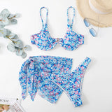 IFOMT Tie Dye Bikini 2022 Skirts 3 Pieces Set Push Up Swimsuit Women Underwired Swimwear Female Sexy Bathing Suit Beach Wear