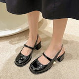IFOMT  African Woman Shoe Mary Jane Summer High Heels Chunky Sandals Navy Blue Pumps Sweet 2024 Burgundy Straps Lolita Closed Black Bei