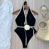 IFOMT Floral One Piece Swimsuit 2024 New Halter Bandage Swimwear Women Swimsuit Bathing Suit Beachwear Monokini Female Swimming Suits