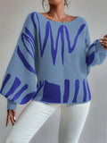 IFOMT Off Shoulder Sweater For Women Batwing Sleeve Pullover Knit Loose Jumper Tops Art Printed Spring New Oversized Sweaters