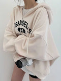 IFOMT Harajuku Vintage Letter Printed Hoodies Women Kpop Loose Hooded Sweatshirts Half Zipper Pullover Long Sleeve Couple Top