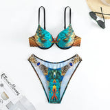 IFOMT XS-XXL sexy peacock leopard print high waist push up bikini set two pieces swimsuit beachwear bathing suit swimwear biquini