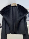 IFOMT Elegant White Big Lapel Faux Fur Coat For Women 2024 New Winter Fur Plush Fluffy Short Jacket Female Warm High Street Outerwear