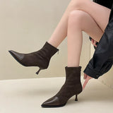 IFOMT Leopard Women Ankle Boots Fashion Pointed Toe Short Booties Designer Thin High Heels Stripper Shoes Botas Mujer
