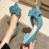 IFOMT  Blue Bowtie Thin Heeled Pumps Women Autumn PU Leather Slip on High Heels Shoes Woman Pointed Toe Party Shoes Mujer