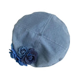 IFOMT Cowboy Camellia Belle Hat for Women's Versatile Face Showcasing Little Bud Painter Hat Japanese Big Headband Blue Cap