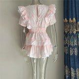 Ifomt 2023 Summer Short Sleeve Natasha Mini Dress Women Ruffled A-line Dress