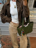 IFOMT Fashion Brown Tassel Leather Short Jacket Elegant Slim Long Sleeved With Pocket Outerwear 2024 New Female High Street Coat