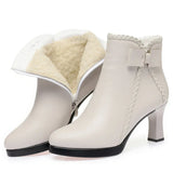 IFOMT  Autumn Women's Platform Shoes New Plus Velvet Stiletto Heel Heeled Ankle Boots Winter Versatile Pointed Toe Warm Short Boots