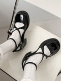 IFOMT  Elegant Medium Heel Shoes Woman Casual Pure Color Sweet Buckle Shoes Mary Janes Summer Basic Korean Style Comfort Sandals