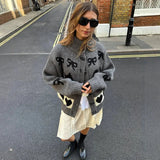 IFOMT Thicken Cardigan Sweater Outwear Women  Autumn Winter Retro Cat Love Pattern Stand Collar Horn Button Knitted Cardigan
