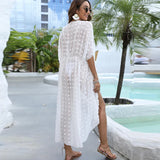 IFOMT White Beach Dress Woman Black Cover Up for Swimsuit Beach Cover Woman Luxury 2024 Fashion Long Maxi Dress Outing Robe Beachwear