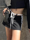Ifomt Black Bandage Skirt Women Hotsweet Side Stripe Low Waist Mini Skirts Y2k Korean Fashion Streetwear Short Skirts Summer