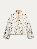 IFOMT Fashion Leopard Print Fluffy Faux Fur Coat For Women Loose Long Sleeve Lapel Short Jacket Luxury Thick High Street Outerwear