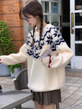 Ifomt Vintage Harajuku Print Sweater Women Japan Preppy Style Knitted Jumper Lazy Wind Loose Long Sleeve Retro O Neck Tops New