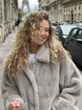 IFOMT Winter Solid Thicken Faux Fur Long Coat For Women Fashion Lapel Single Breasted Overcoat 2024 New Lady Warm Street Outerwear