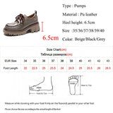 IFOMT  British Style Chunky Platform Pumps Women Spring Lace Up Thick Heels Loafers Woman Round Toe Patent Leather Shoes