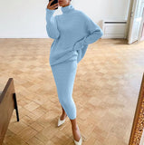 IFOMT Knitted Skirt Sets Women Autumn Winter Turtleneck Pullover And Pencil Long Skirts Elegant 2 Piece Sets Sweater Outfits