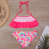 IFOMT New Falbala Kids Swimwear Swimsuit 2024 New Print Girls Kid Bikini Set 5-14 Years Children Bandage Swimming Suit Beachwear A247