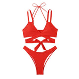 IFOMT Women Strap Ties Bikini Set 2024 Female Solid Sexy Swimsuit 2 Pieces Sexy Swimwear Beach Outfits Damen Bathing Suit Push Up