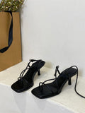 IFOMT  Cross Toe Hollow Out Shoes Office Lady Retro Thin Heels Sandals Casual Summer Beach Fashion Vintage Black Shoes Woman Korea