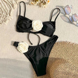 IFOMT Sexy Flower Bandeau Swimwear Thong Bikini 2024 Women Lace-up Swimsuits Swimming Bathing Suit Brazilian Bikinis Set Mujer Biquini